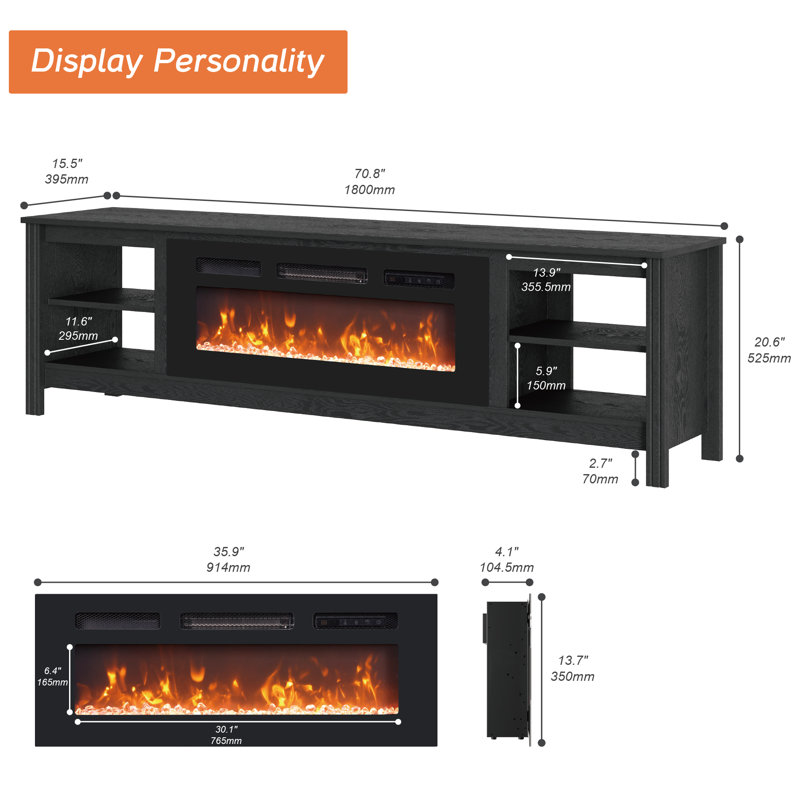70" Media Console With Fireplace