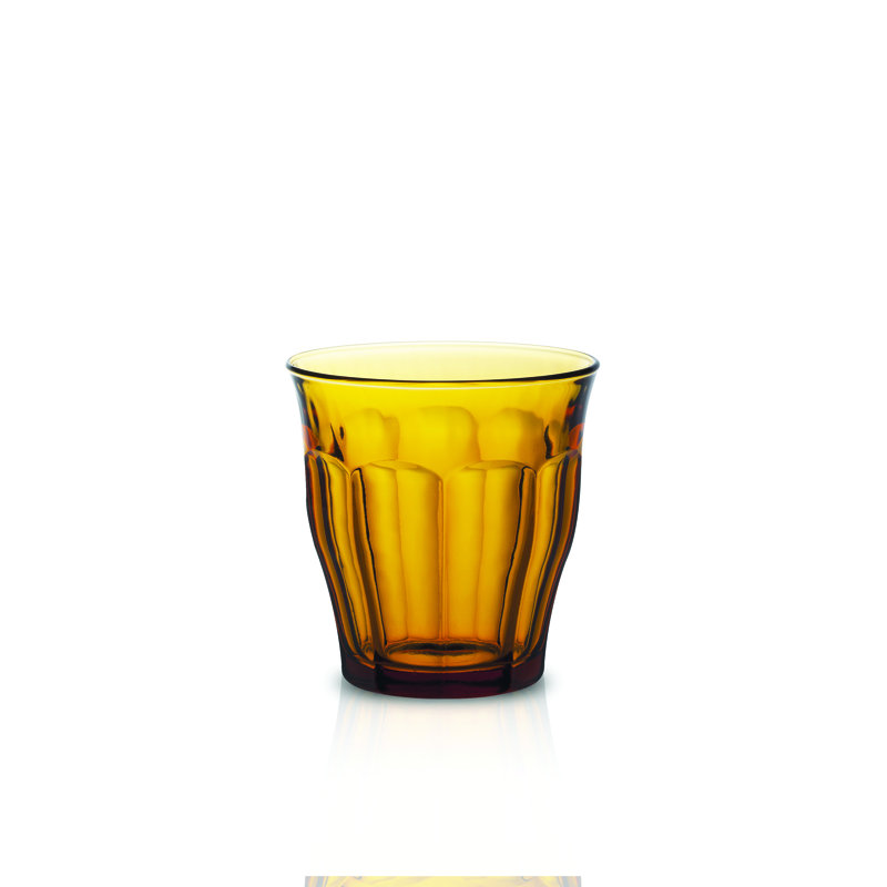 Amber Ribbed Tempered Glass Tumbler Set, 8.38 oz, Set of 6