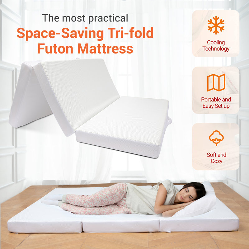 Twin White Foam Trifold Sofa Bed Mattress