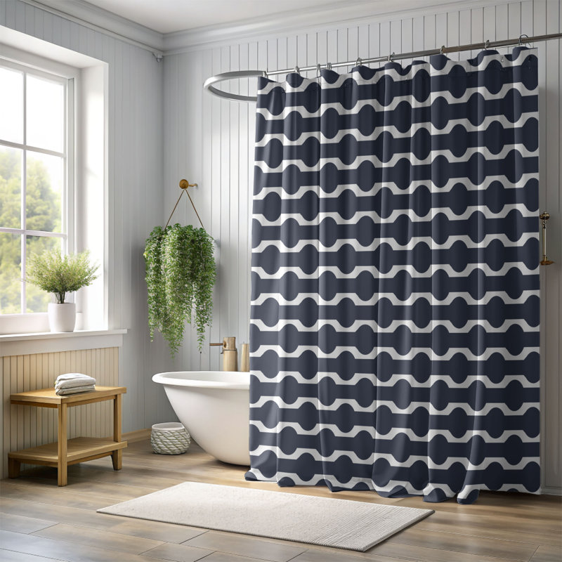 Premium Shower Curtain 4, Bleu marine, H 74 po x l 71 po