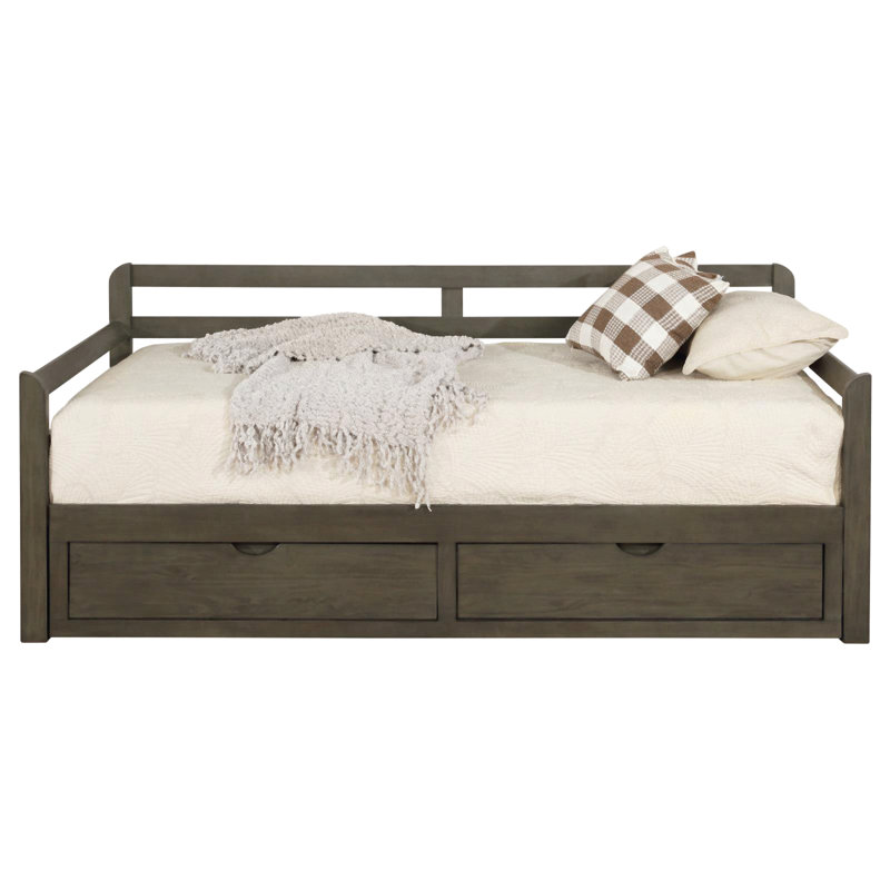 Grey 2-Drawer Daybed With Extension Trundle