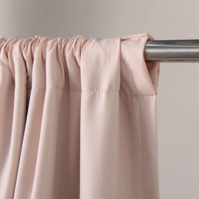 Large Floss Embroidered Flower Curtain Panel With Blackout Lining - 54X84 Inches, Machine Washable, Pink