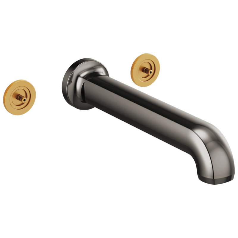 Kintsu® Two Handle Wall Mount Tub Filler, Brilliance Black Onyx, Cross