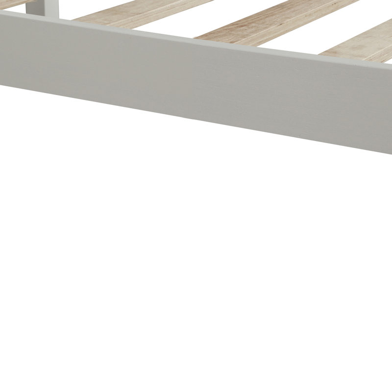 Wood Full Platform Bed Frame With Headboard, Slat Support And No Box Spring Needed, Espresso, White