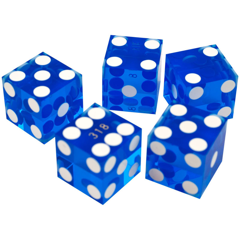 Toy Time Dice Set - 19MM A Grade Serialized Casino Dice with Sharp Edges - Game Night Accessories, Blue