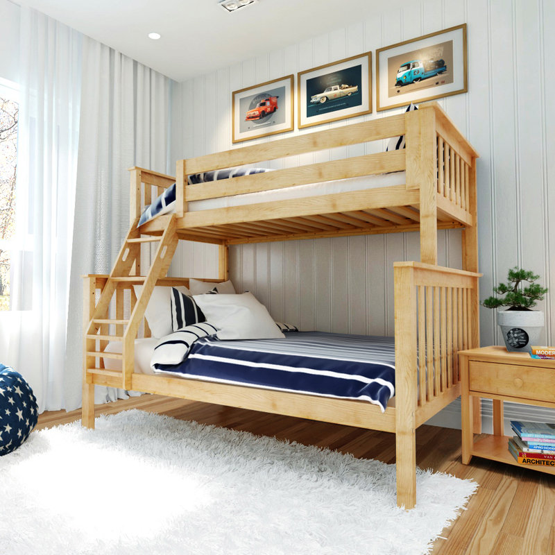  Benjahmin Kids Solid Wood Bunk Bed, Twin Over Full, Blue