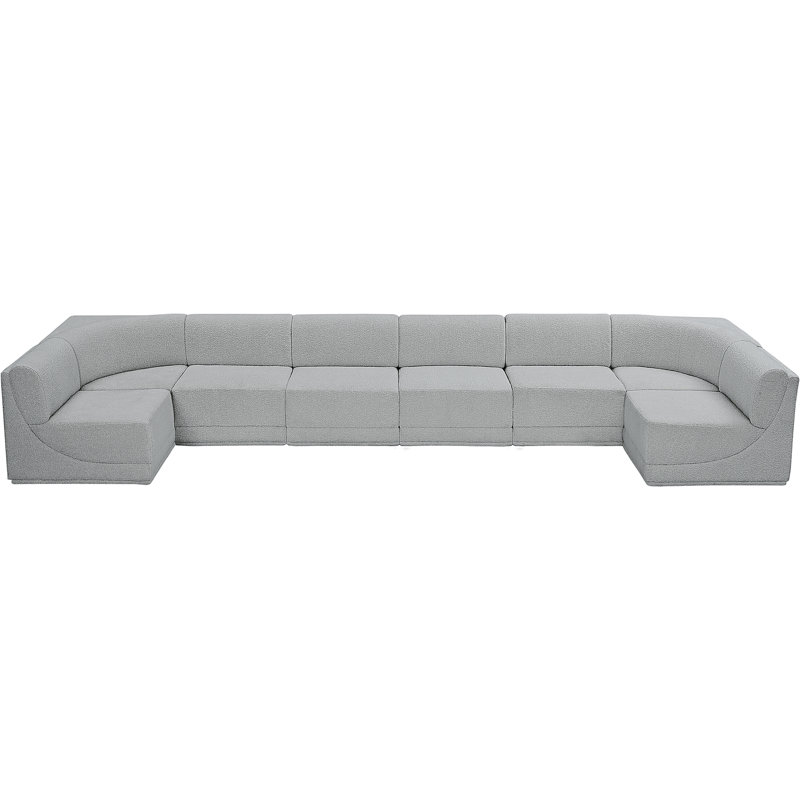 Canapé modulaire rembourré 8 pièces Ollie, Tissu gris bouclé