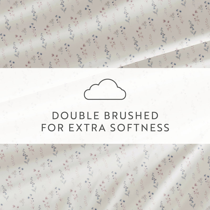 California King Ivory Floral Microfiber Sheet Set