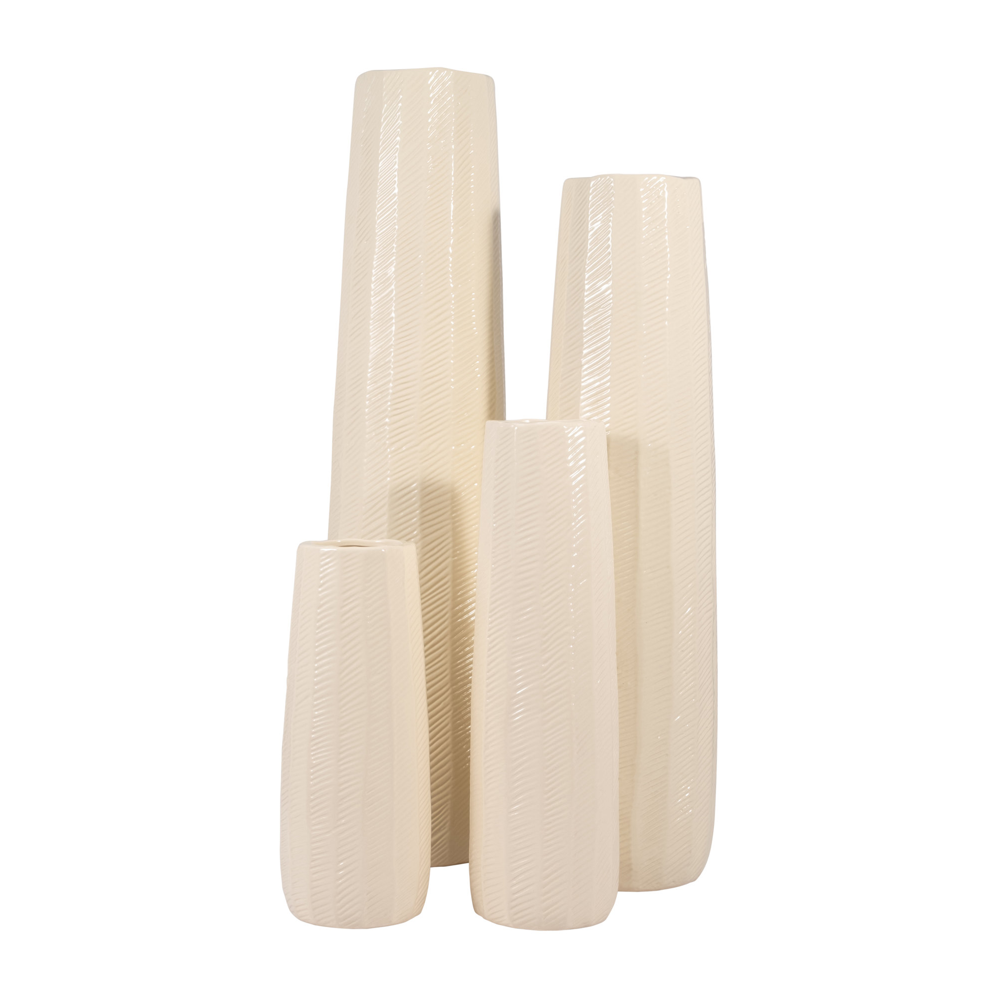 Celia Handmade Stoneware Table Vase, 12" H x 5" W x 5" D, Ivory/Beige