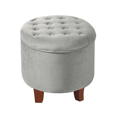 Round Button-Tufted Storage Ottoman