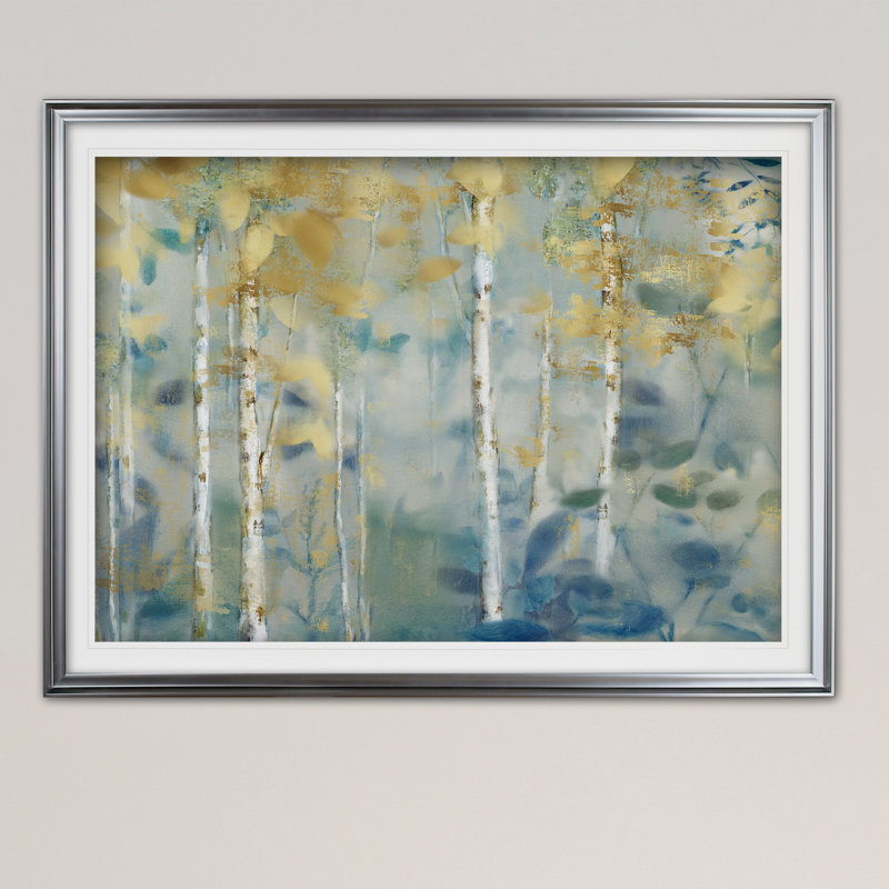 « gilded forest ii », reproduction de peinture à l’acrylique encadrée, Argent, H 30 po x l 40 po x P 1,5 po