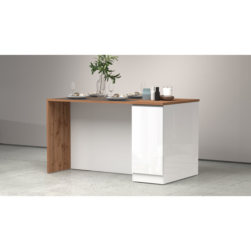 Caymitte Wood Kitchen Island, White/Oak