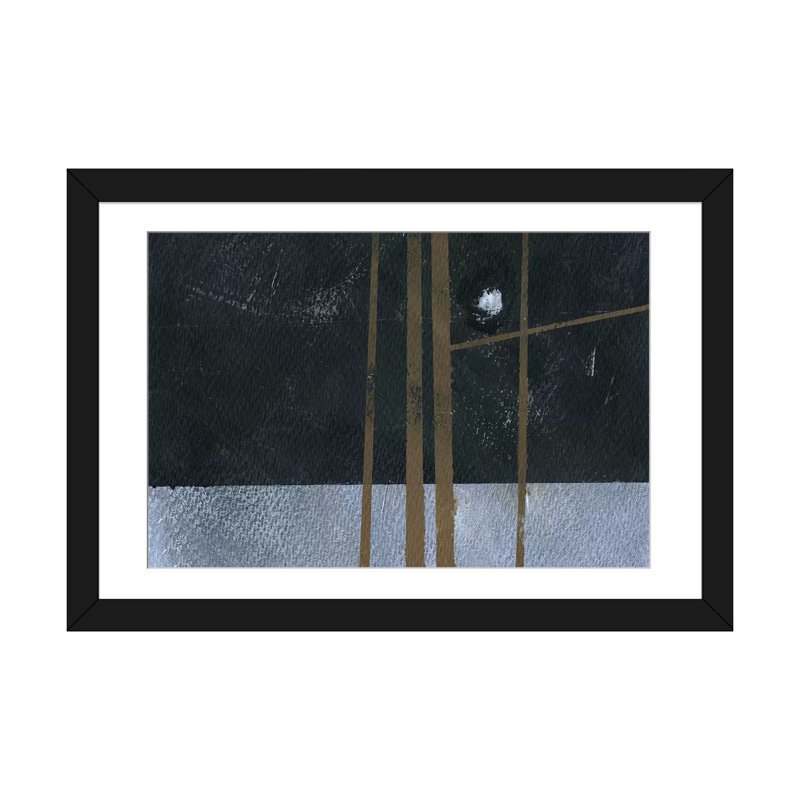 « quatre arbres et la lune i », reproduction sur toile, H 24 po x l 32 po x P 1 po, Papier d'art encadré noir, Blanc