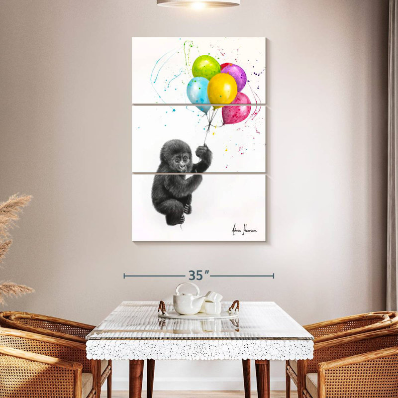 Bébé gorille et les ballons Brampt, H 32 po x l 20 po