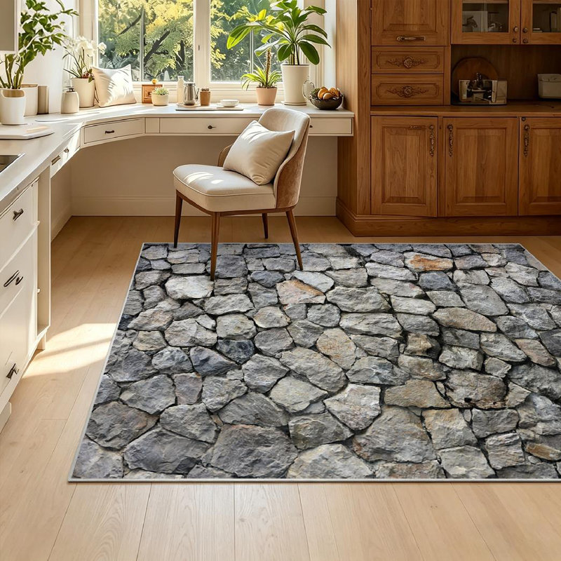 Clear Rock Wall Seamless Stone Brick Abstract Architecture Grunge Structure Machine Washable Indoor Area Rug