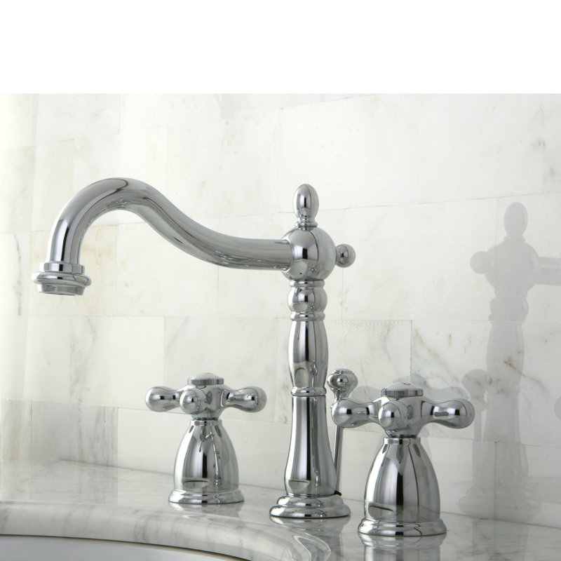 Heritage Widespread Bathroom Faucet with Drain Assembly, Polished Chrome
