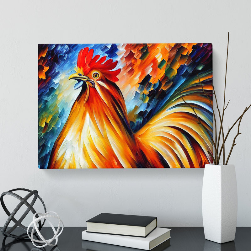 Rooster Painting Vol.1 Abstract - Wrapped Canvas, 40cm H x 60cm W x 3cm D