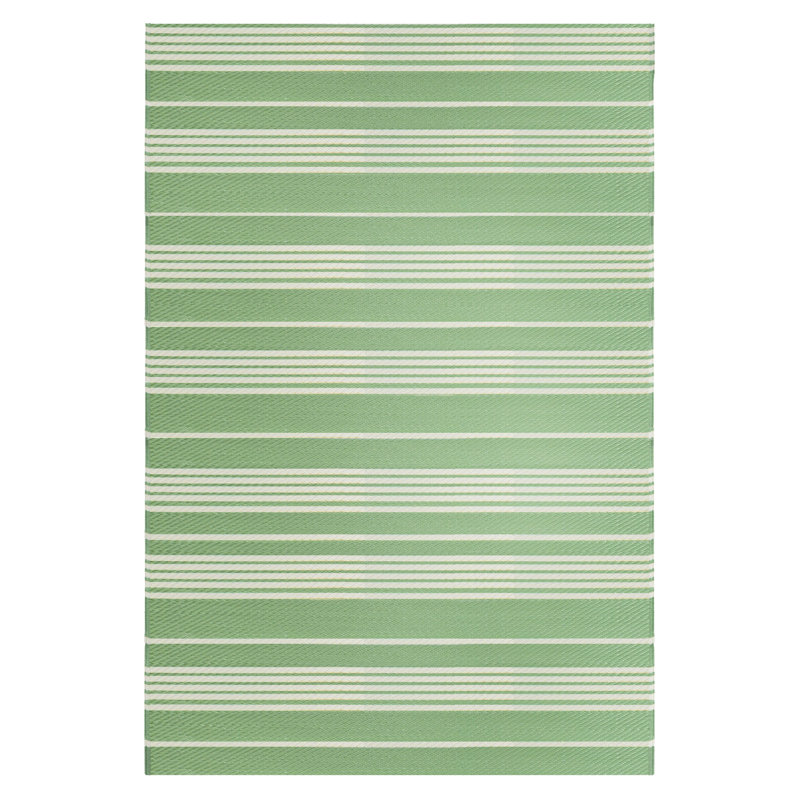 Tapis d'extérieur rectangulaire rayé vert et blanc 4 pi x 6 pi