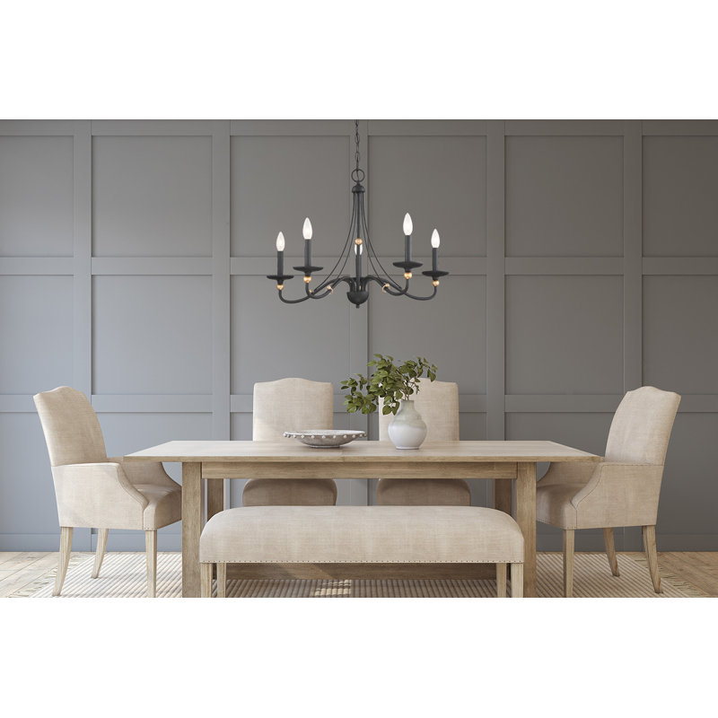 Everly Quinn Westchester County Sand Coal With Skyline Gold Chandelier, Sand Coal