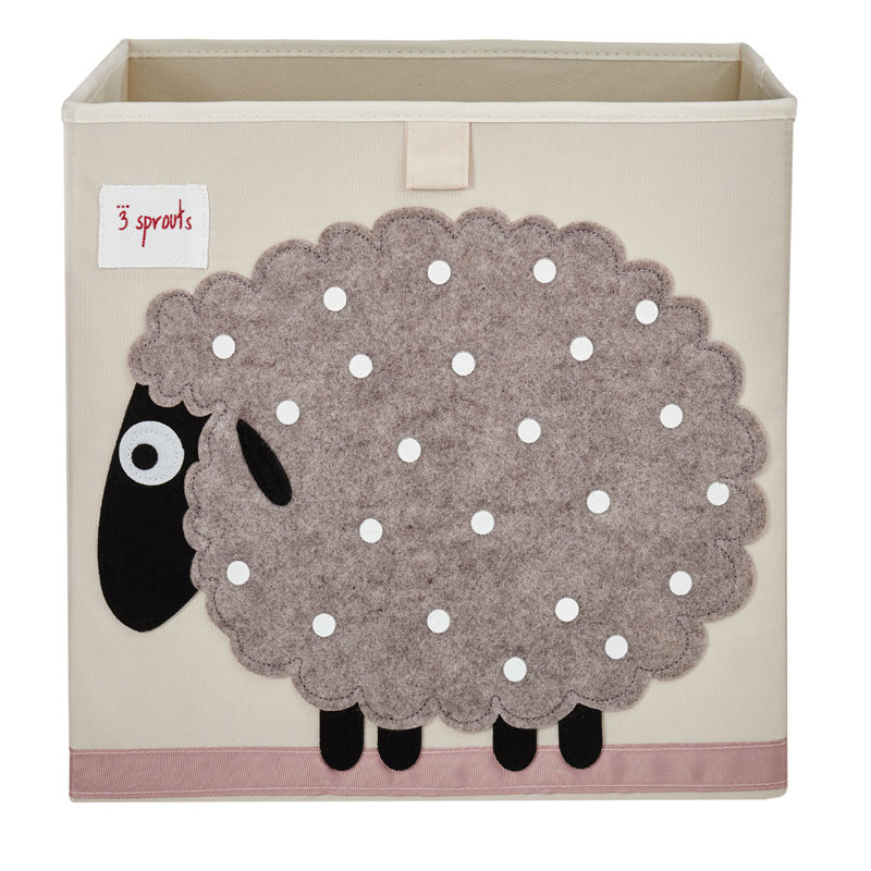 Sheep Design Beige Foldable Fabric Storage Cube for Kids