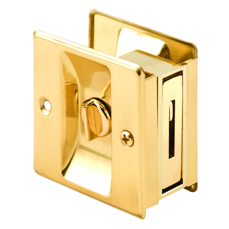Pocket Door Privacy Lock with Pull - Replace Old or Damaged Pocket Door Locks Quickly and Easily – Brass (Single Pack), Gold