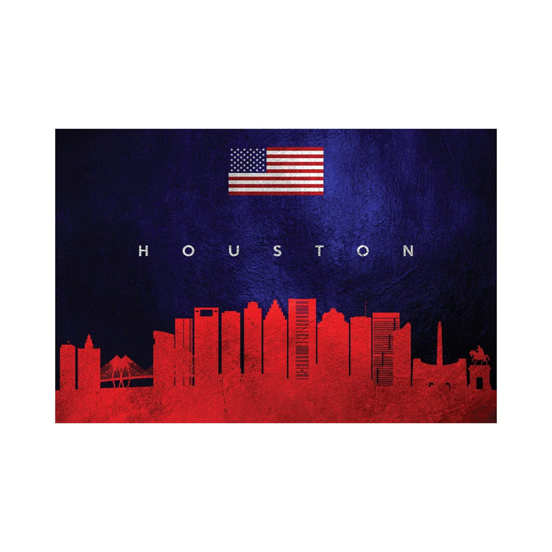 Houston Texas Skyline 1 Piece Wrapped Canvas Wall Art, 20.32 cm H x 30.48 cm W