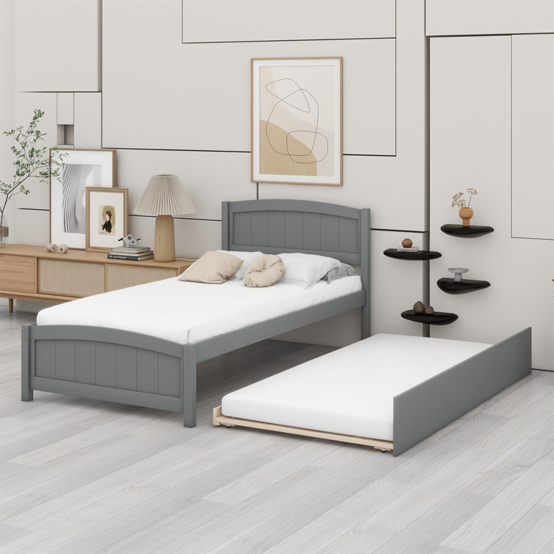 Lit plate-forme avec lit gigogne, Grey