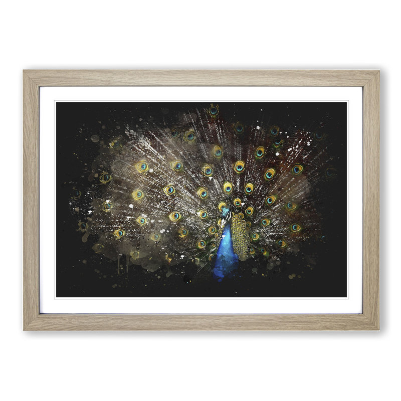 Peacock Vol.1 - Framed Print, 36cm H x 48cm W x 2cm D, Oak Framed