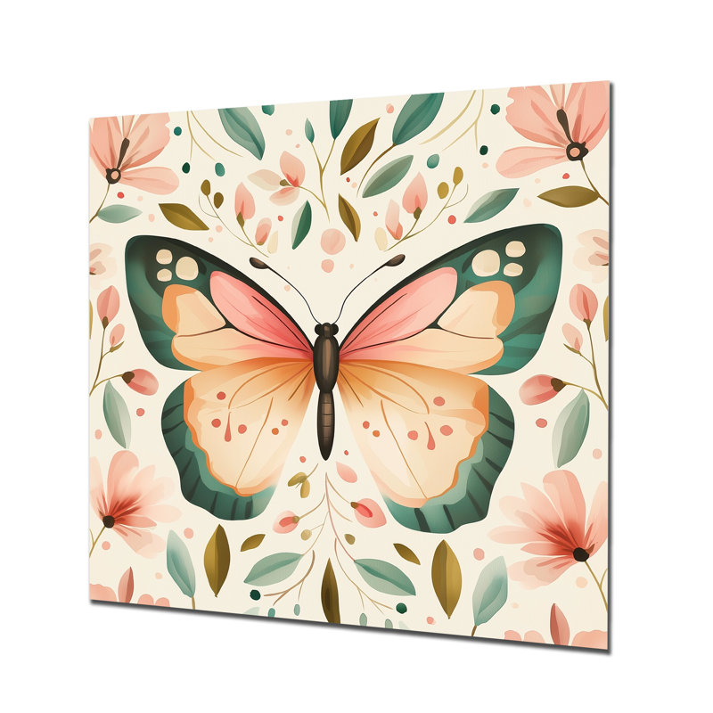 Papillon minimal en vol II - animaux, décoration murale en métal, impression papillon, H 29 po x l 29 po x P 0,84 po