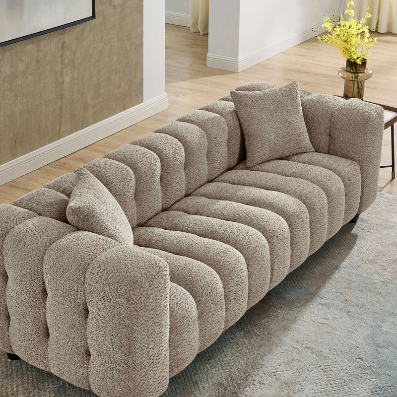 90.55'' Upholstered Sofa For Living Room, Camel