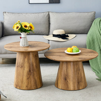 Nested Coffee Table, Medieval-Modern Style Coffee Table, Featuring Wood Grain Veneer, Classic Round Coffee Table And Side Table Set, Simple Living Roo