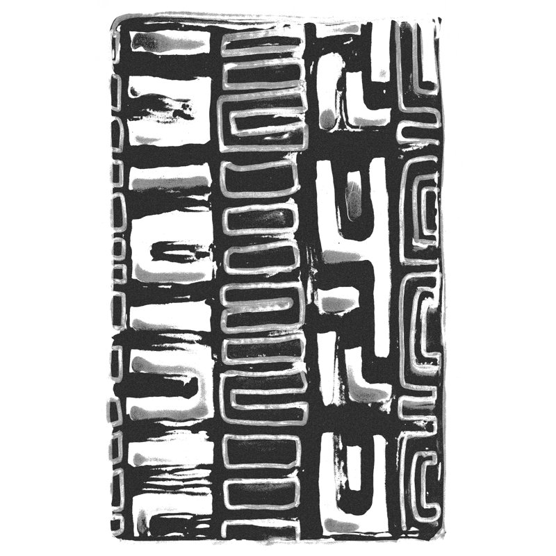 African Textile Woodcut I by Stellar Design Studio - Wrapped Canvas Painting, 122cm H x 81cm W, Wrapped Canvas