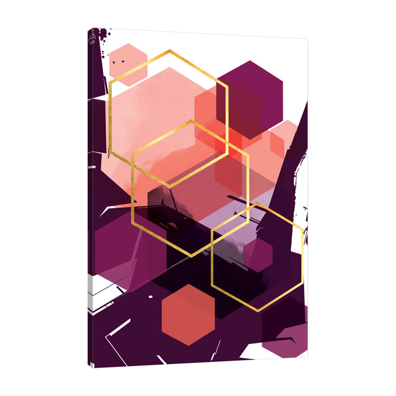 «Molten Coral Hex 1» par Urban Epiphany, reproduction sur toile tendue, H 18 po x l 12 po x P 1,5 po