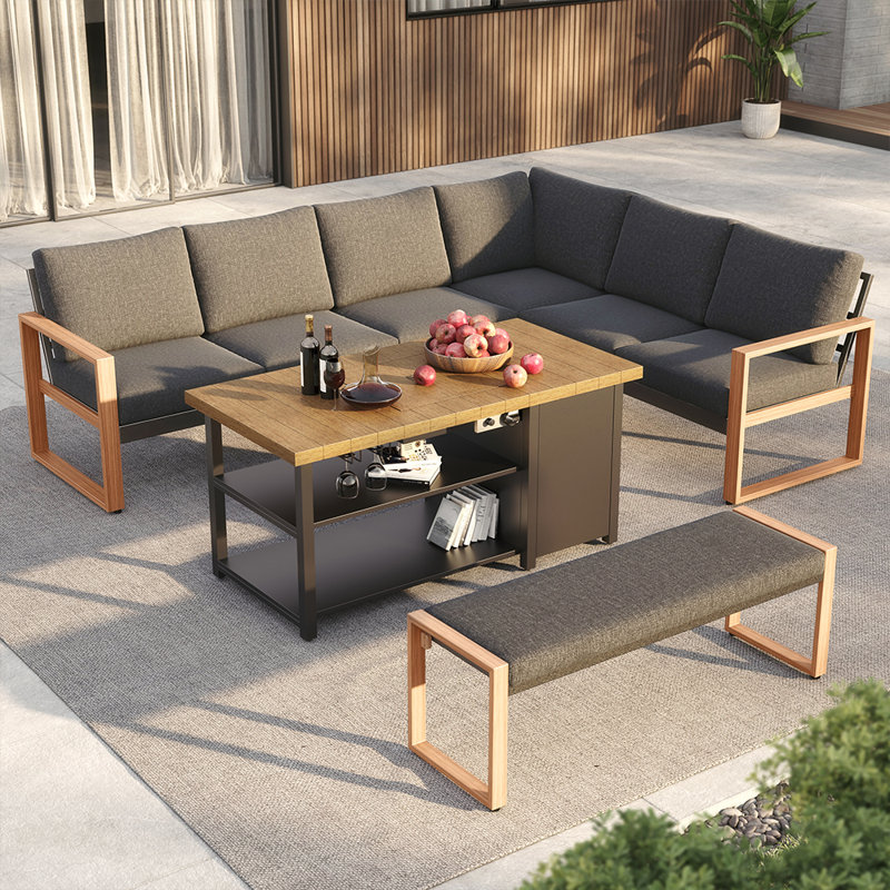 Arunas 8- Person Multi Purpose Corner Set With Stove Table