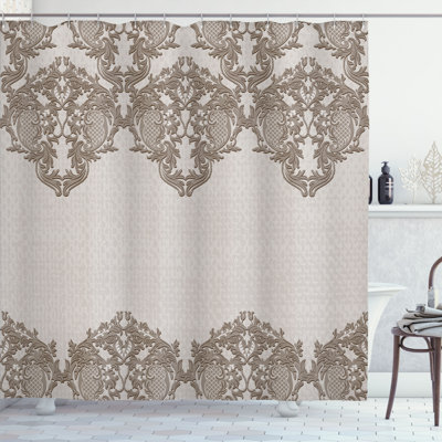 Damask Shower Curtain with Hooks Included