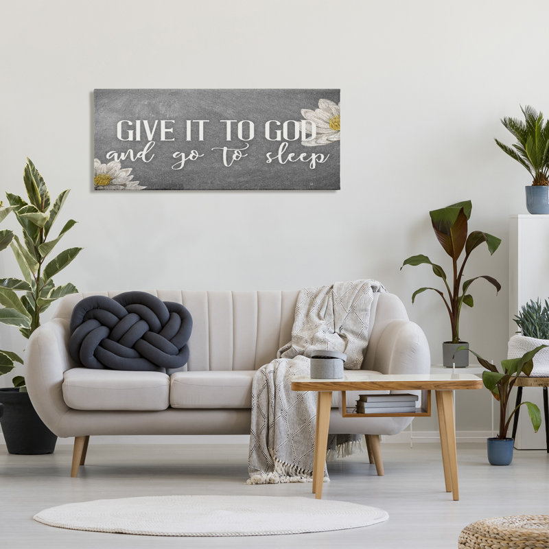 «Donnez-le à Dieu», rustique vieilli gris par Kim Allen - impression d'art graphique, H 20 po x l 48 po