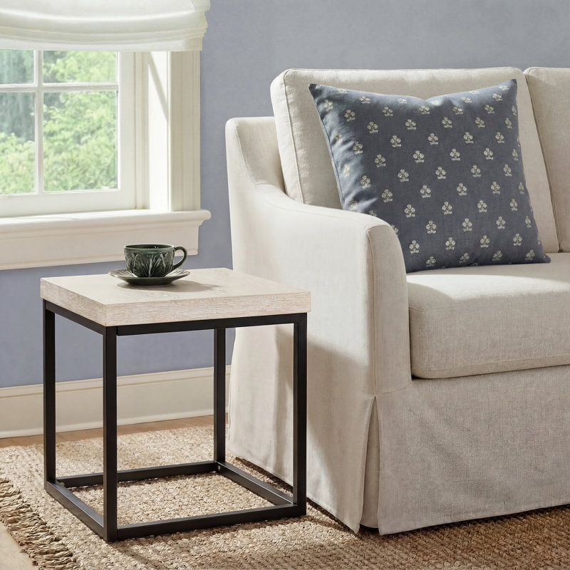 Brayton Square Wood End Table White Wash