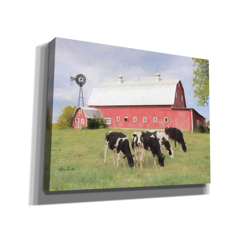 «Henderson Cows» par Lori Deiter, art mural sur toile, H 26 po x l 34 po x P 1,5 po
