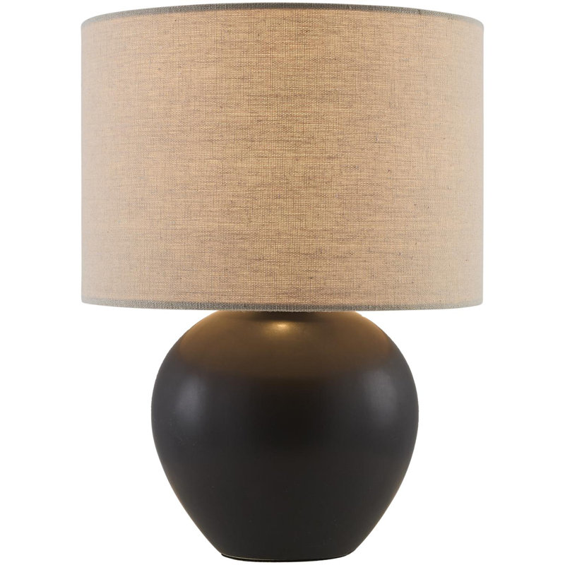 Ceramic Table Lamp with Linen Drum Shade, Black