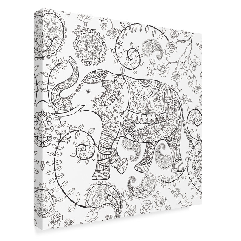 "Colour My World Elephant II Square" Drawing Print on Wrapped Canvas, 18" H x 18" W x 2" D