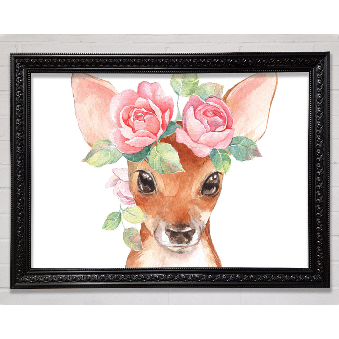 Aquarell Floral Deer Gerahmter Druck