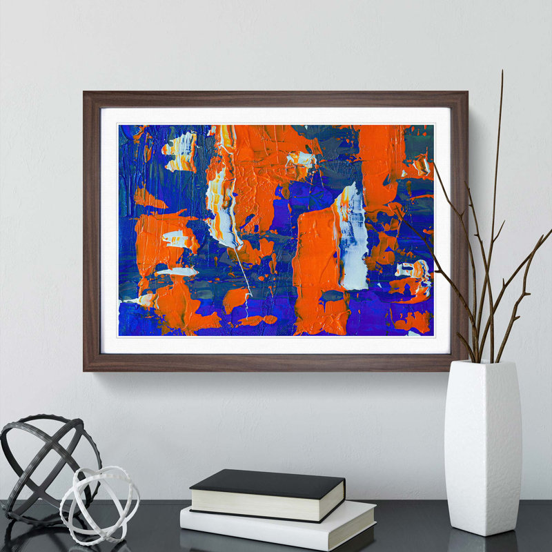 Abstract Art Painting Vol.472 by S.Johnson - Framed Print, 36cm H x 48cm W x 2cm D, Walnut Framed
