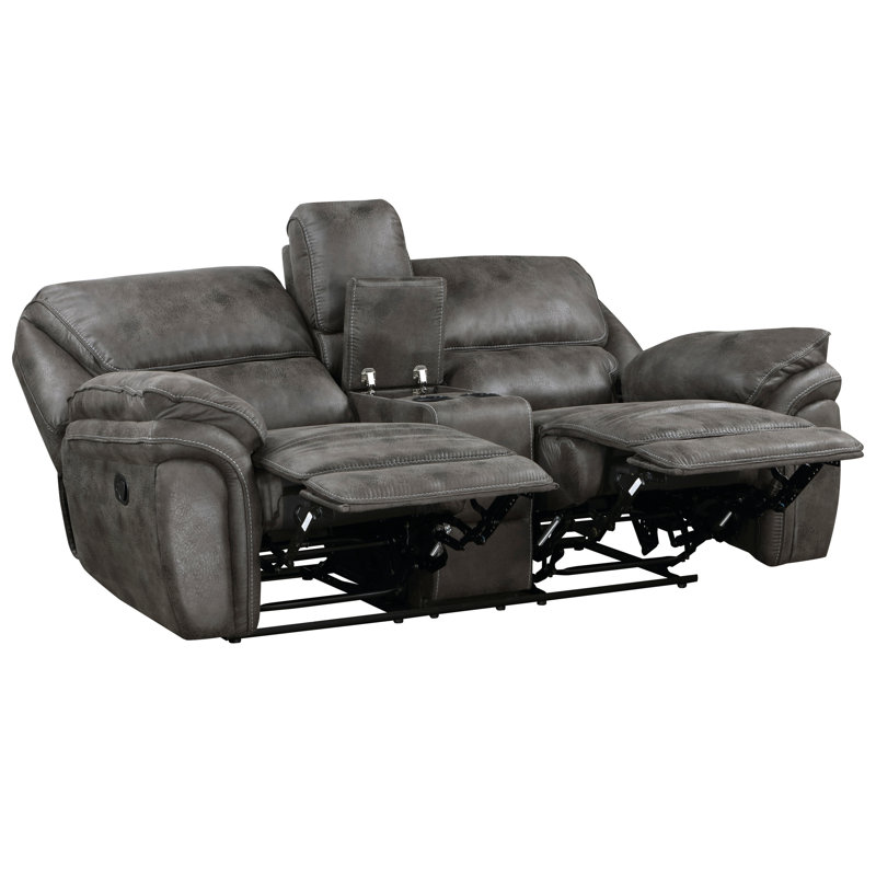 Microfibre grise inclinable, structure en bois massif et en contreplaqué, rembourrage en mousse sur les ressorts ensachés, rembourrage de 32 po de hauteur entièrement inclinée, profondeur d'assise de 24 po