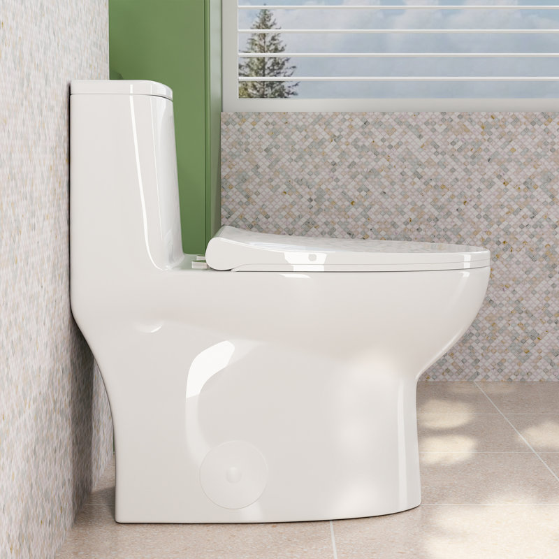 Toilette compacte une pièce pour salle de bain, housse de siège à double chasse 1,6 GPF, fermeture douce, 12 po