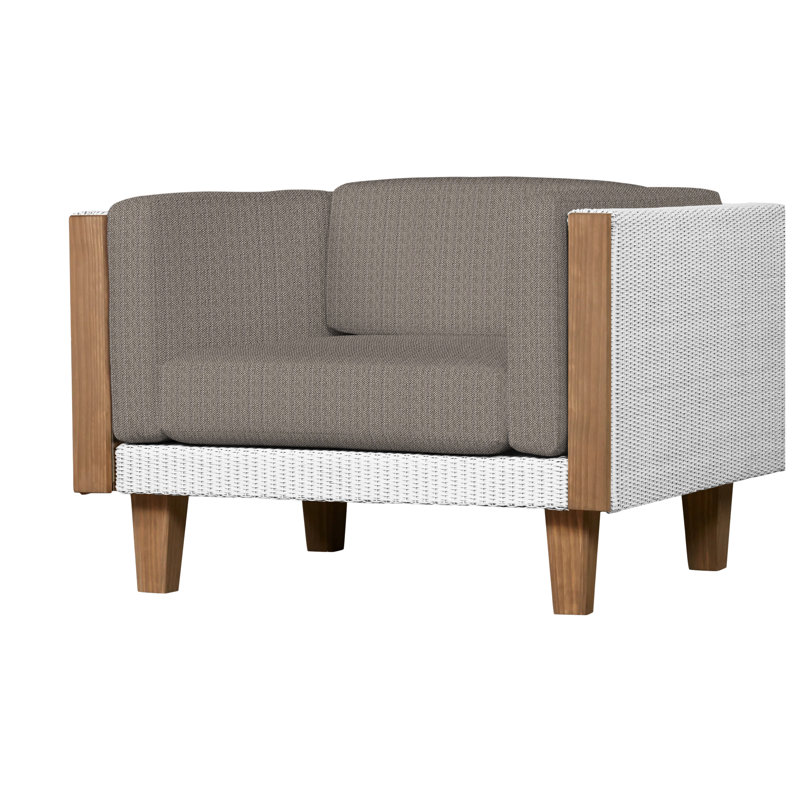 Catalina Outdoor Teak Lounge Chair, White, Demo Skyway
