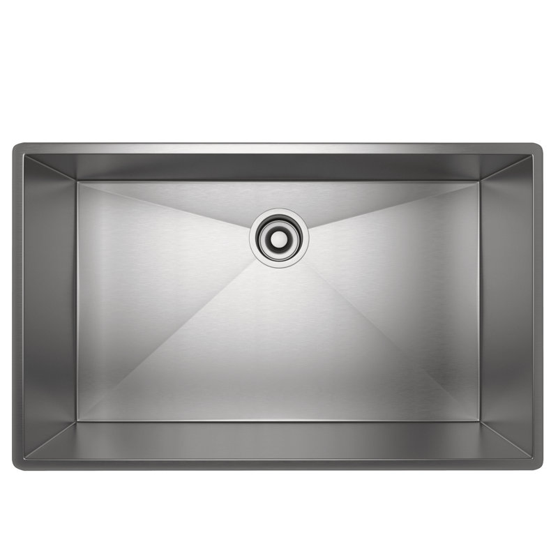 Forze 30" Single Bowl Stainless Steel Kitchen Sink, Brushed Stainless Steel