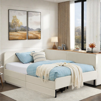 Upholstered Daybed With 2 Storage Drawers And Adjustable Side Rail by Latitude Run