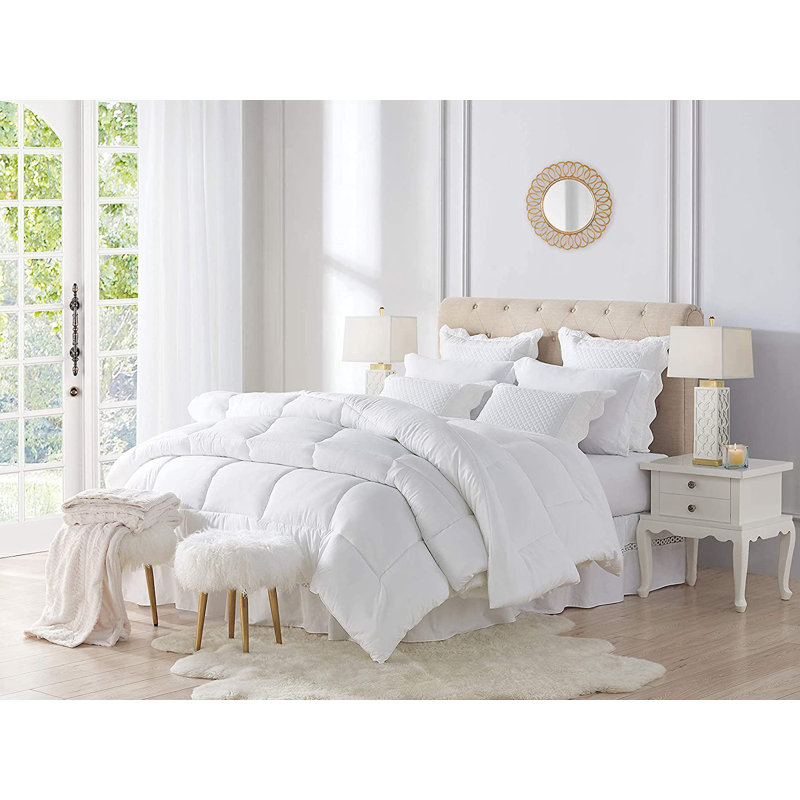 Swift Home Down-Alternative Comforter White Duvet Insert - Essential 1800 Series Microfiber - Ultra-Soft, All-Season, Durable, Easy Care