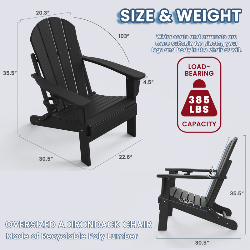 Chaise Adirondack pliante en plastique Bethune, null
