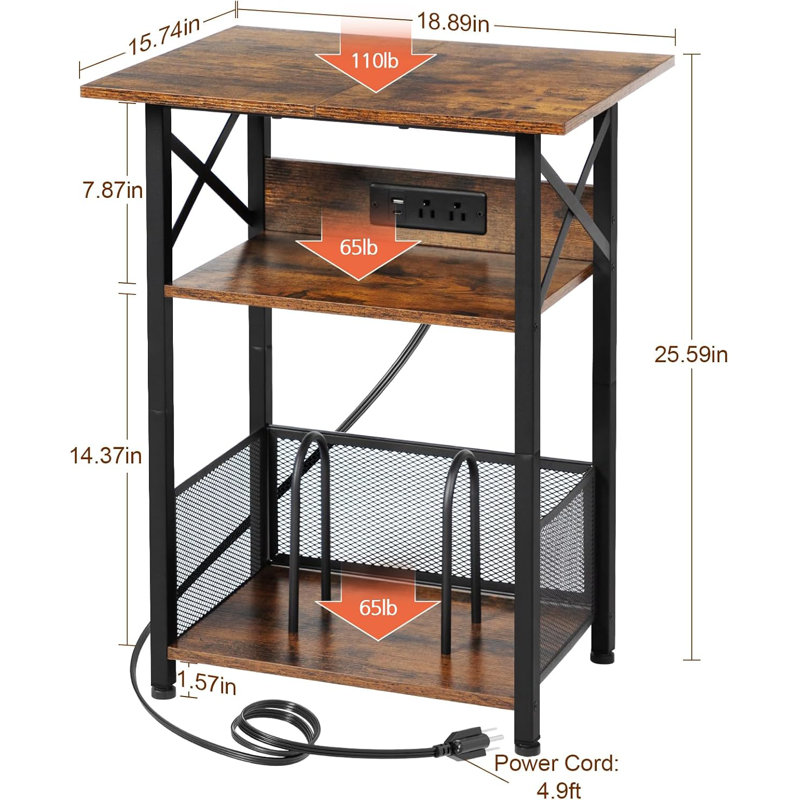 Record Player Stand With Charging Station